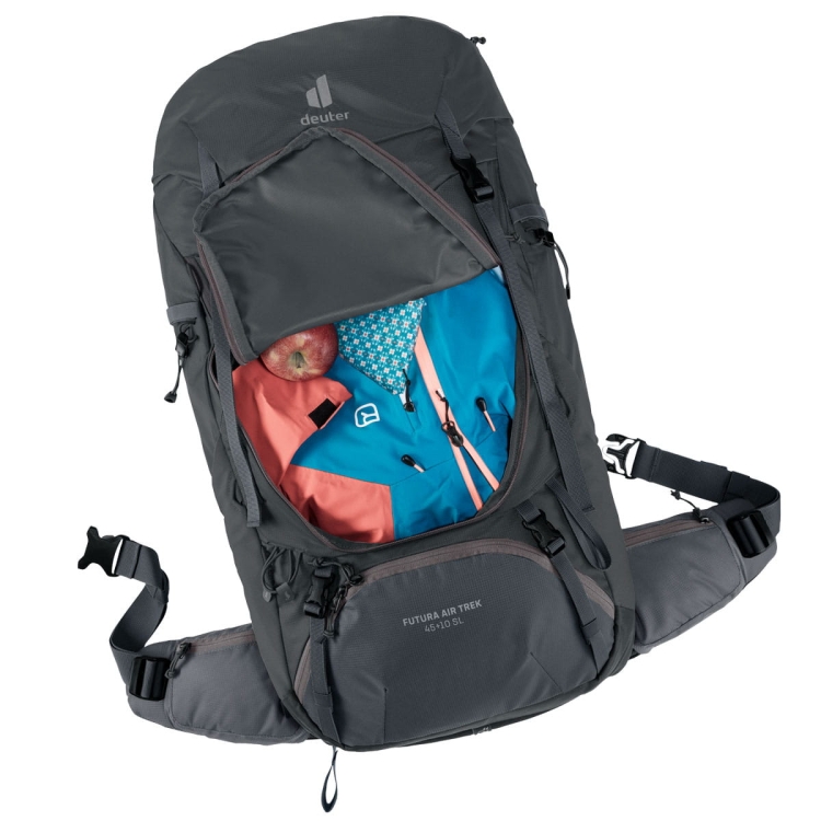 Damski plecak trekkingowy Deuter Futura Air Trek 45+10 SL-Black-Graphite