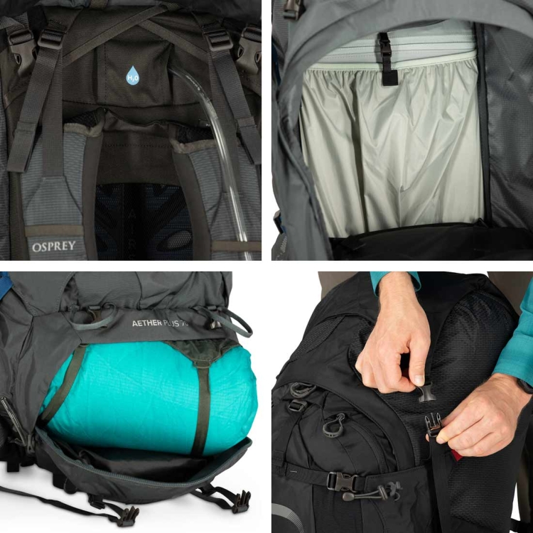 Męski plecak trekingowy Osprey Aether Plus 60 S/M - Eclipse Grey