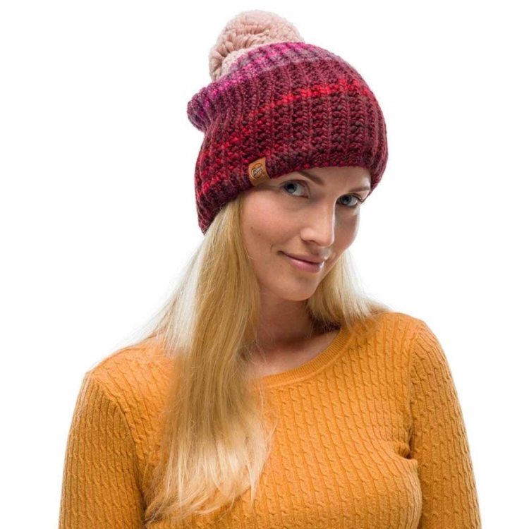 Czapka zimowa Buff KNITTED & FLEECE HAT ALINA - MAROON