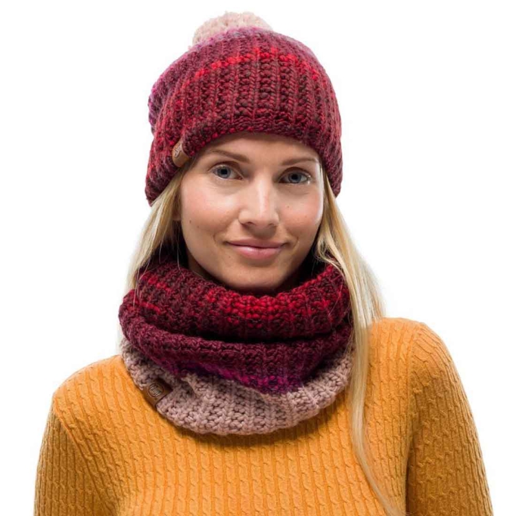 Czapka zimowa Buff KNITTED & FLEECE HAT ALINA - MAROON