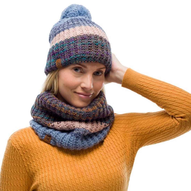 Czapka zimowa Buff KNITTED & FLEECE HAT ALINA - BLUE