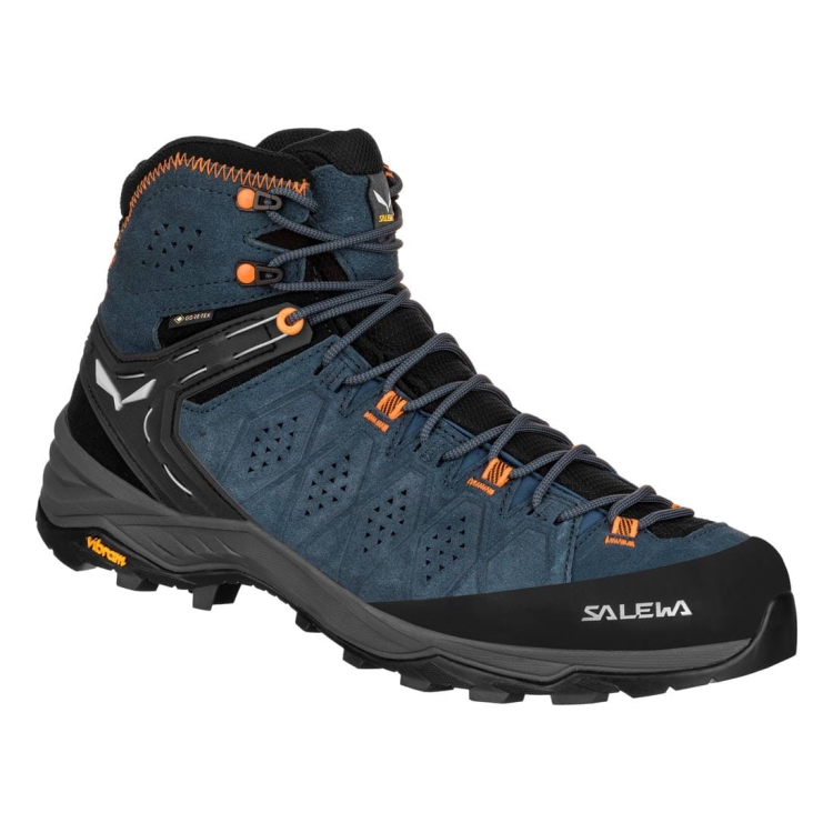 Męskie buty trekkingowe Salewa MS ALP Trainer 2 Mid GTX - Dark Denim/Fluo Orange