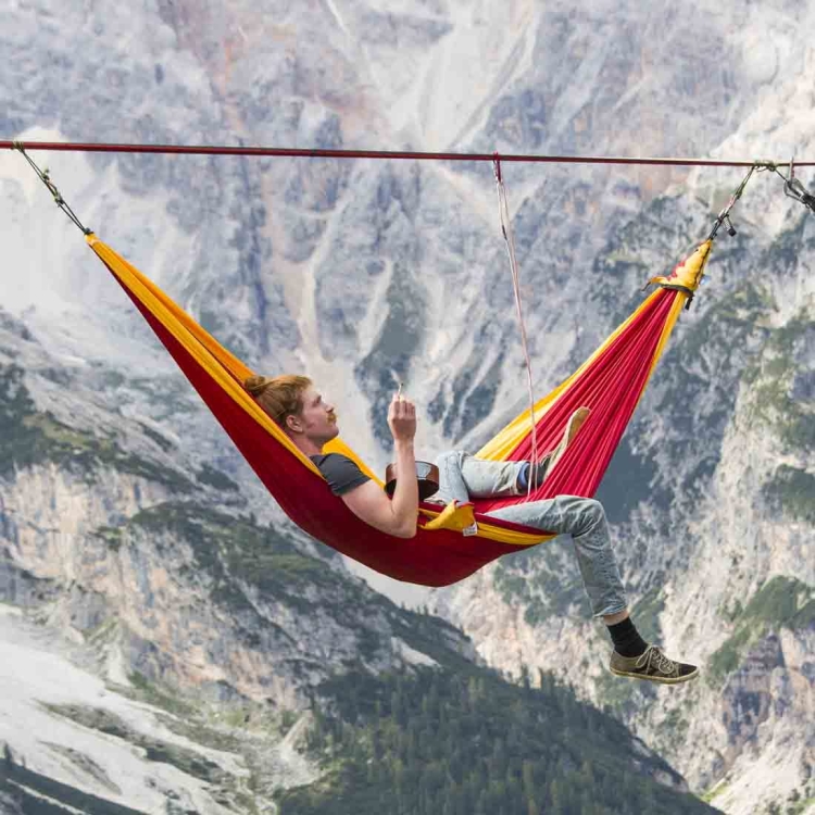 Hamak Ticket To The Moon Oryginal Hammock - Burgundy/Dark Yellow