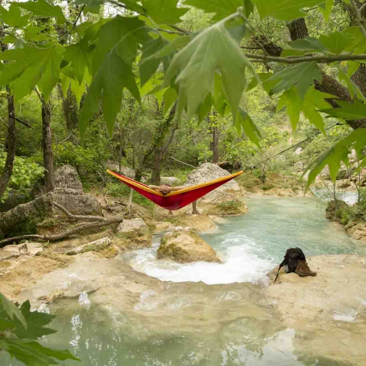Hamak Ticket To The Moon Oryginal Hammock - Burgundy/Dark Yellow
