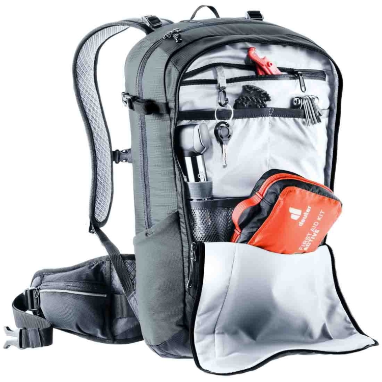 Lekki plecak rowerowy z protektorem Deuter Flyt 14 - Graphite Black