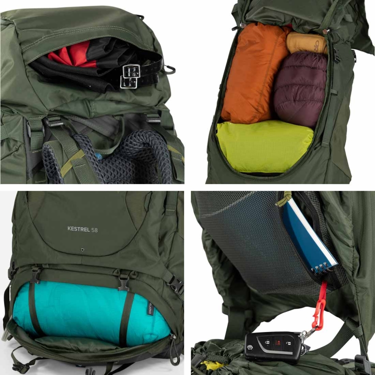 Dwukomorowy plecak męski Osprey Kestrel 58 S/M - Bonsai Green