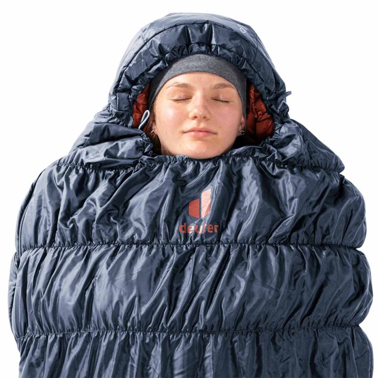 Damski śpiwór dwusezonowy Deuter Exosphere 0° SL - Prawy Ink-Redwood