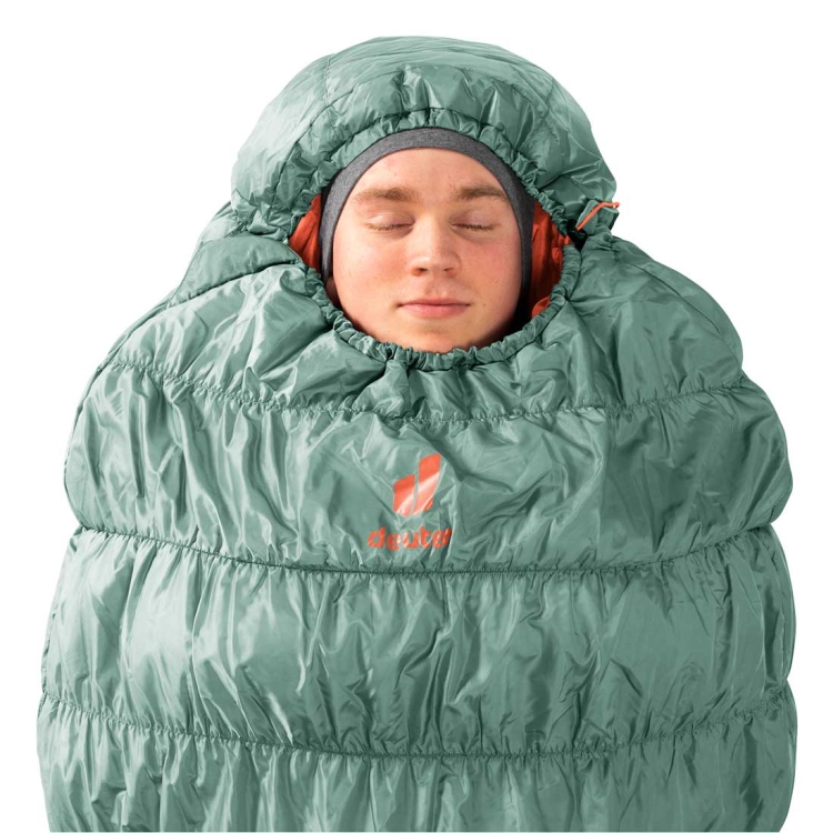 Śpiwór syntetyczny Deuter Exosphere +4° LONG - Prawy Sage-Paprika