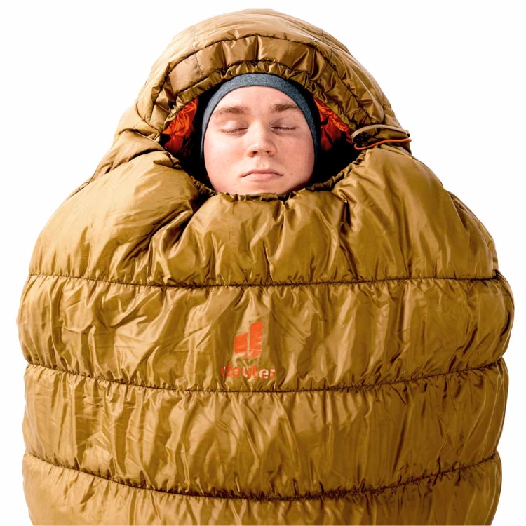 Śpiwór dla wysokich Deuter Exosphere -11° LONG - Lewy Almond-Paprika