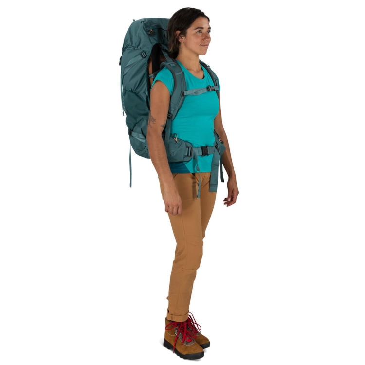 Damski plecak dwukomorowy Osprey Renn 50 - Cascade Blue/Melon Orange
