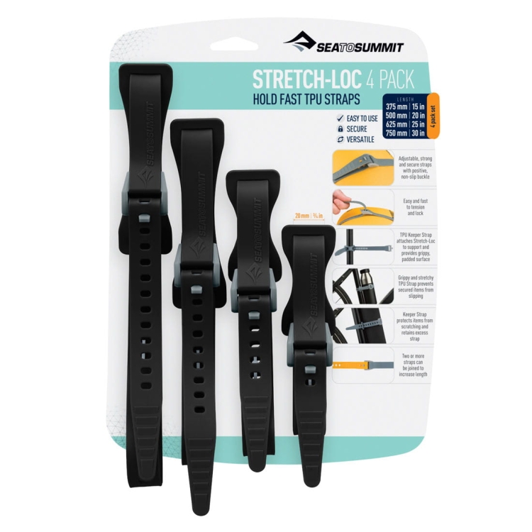 Zestaw pasów mocujących Sea To Summit Stretch-Loc – 4 Pack – Black