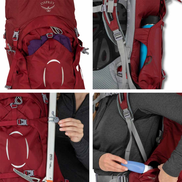 Trekingowy plecak damski Osprey Ariel 55 WXS/S - Claret Red