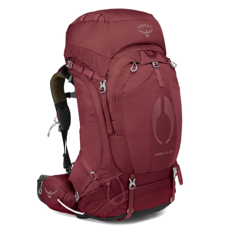 Damski plecak turystyczny Osprey Aura AG 65 WM/L - Berry Sorbet Red