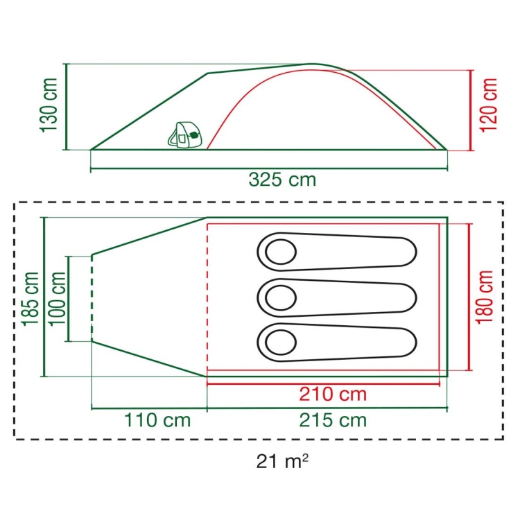 Trzyosobowy namiot z przedsionkiem Coleman Darwin 3 Plus - Green