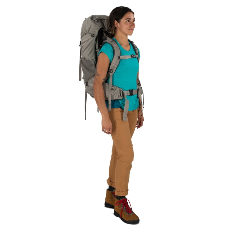 Damski plecak dwukomorowy Osprey Renn 50 - Pediment Grey/Linen Tan