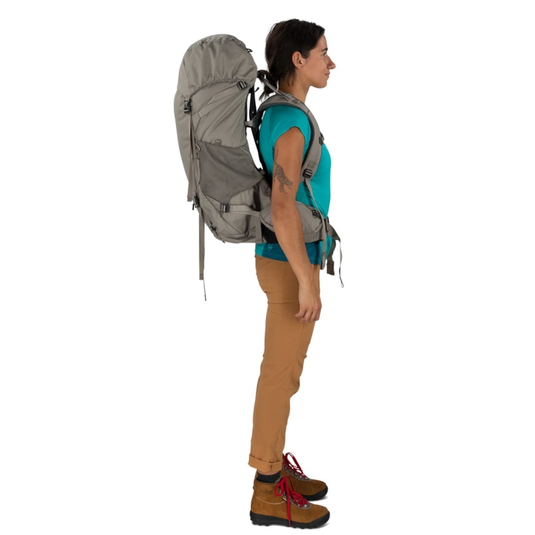Damski plecak dwukomorowy Osprey Renn 50 - Pediment Grey/Linen Tan