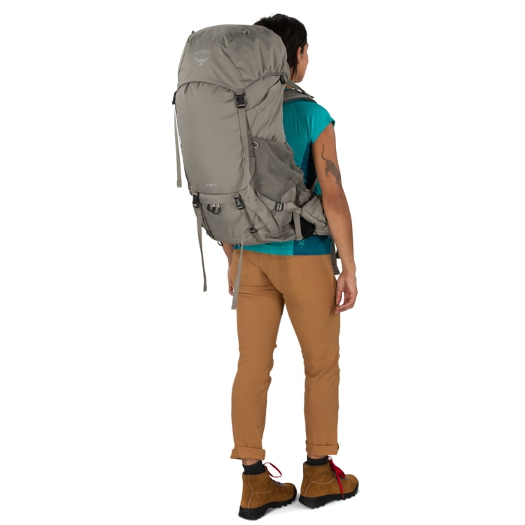 Damski plecak dwukomorowy Osprey Renn 50 - Pediment Grey/Linen Tan