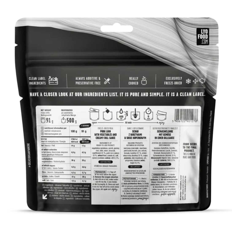Danie liofilizowane LYOFOOD Schab w koperku z ziemniakami – 500 g