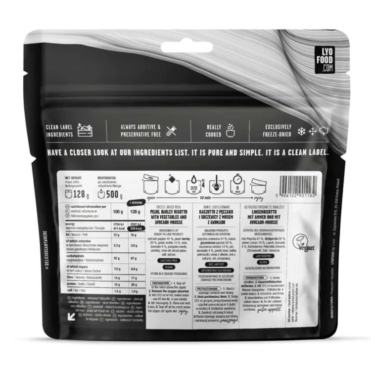 Wegańskie danie liofilizowane LYOFOOD Kaszotto z pęczaku – 500 g