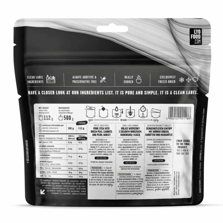 Danie liofilizowane LYOFOOD Gulasz wieprzowy – 500 g