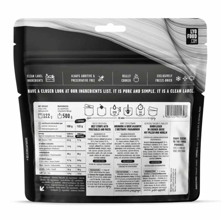 Danie liofilizowane LYOFOOD Beef Strogonow – 500 g