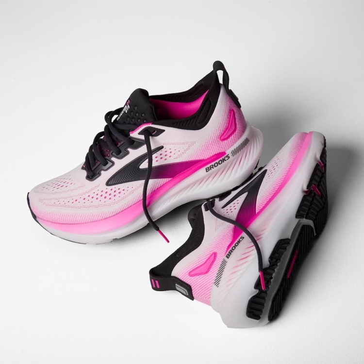 Damskie buty do biegania Brooks Glycerin GTS 23 – White/Phantom/Cyber Pink