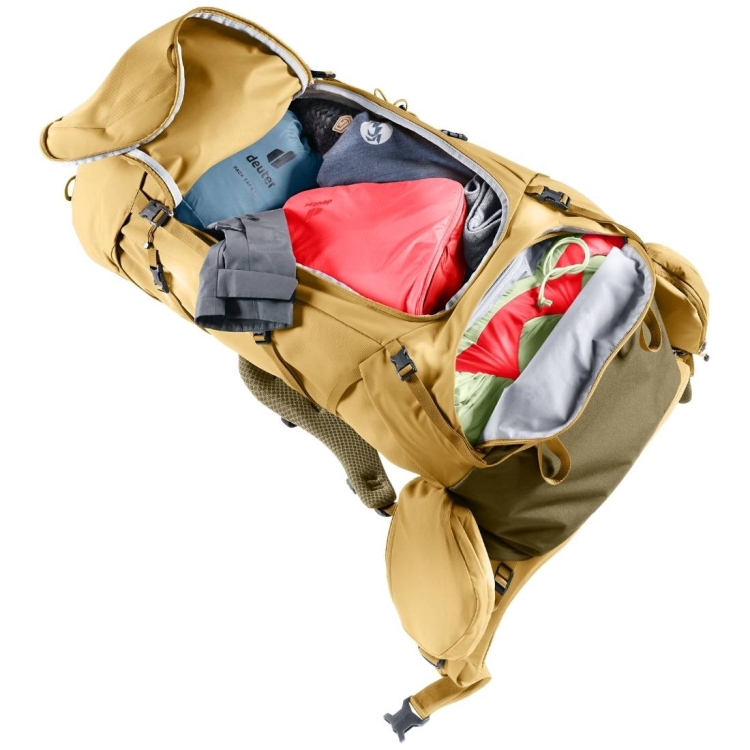 Damski plecak turystyczny Deuter Aircontact Core 55+10 SL - Savanna-Nori