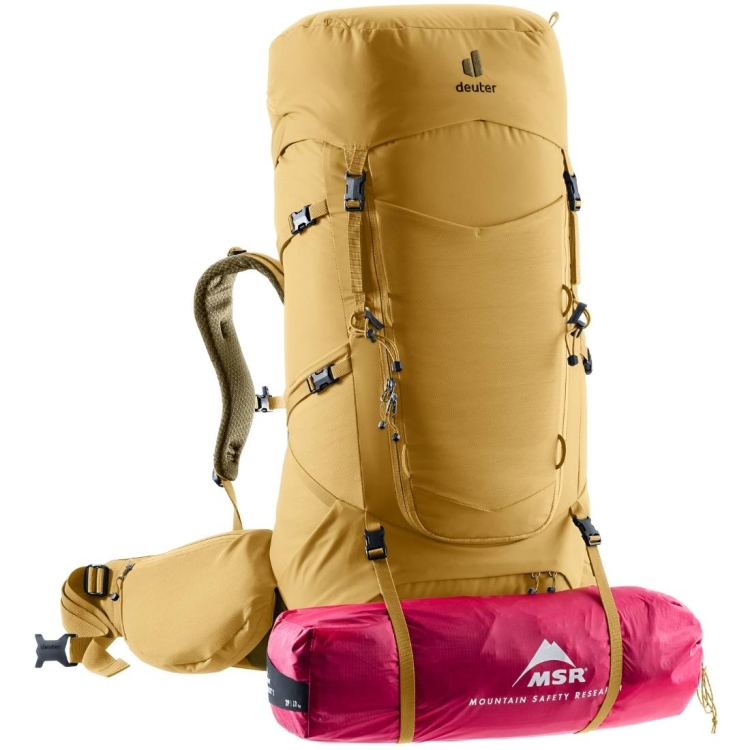 Damski plecak turystyczny Deuter Aircontact Core 55+10 SL - Savanna-Nori