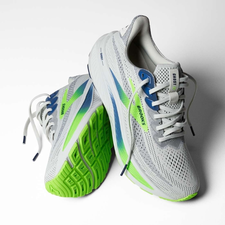 Męskie buty do biegania Brooks Ghost 17 – Oyster/Beacon Blue/Gecko