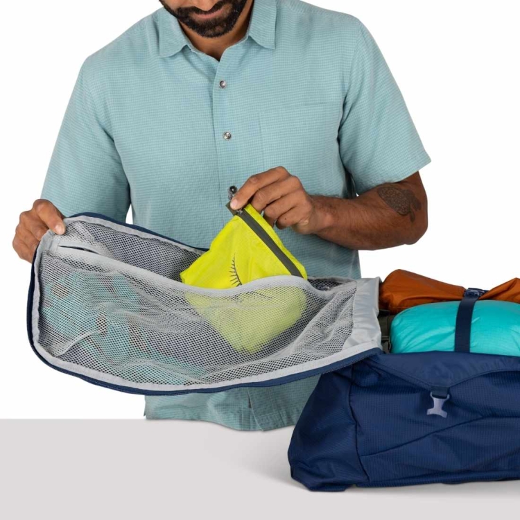 Męski plecak podróżny Osprey Farpoint 70 – Cascade Blue/Torrent Blue