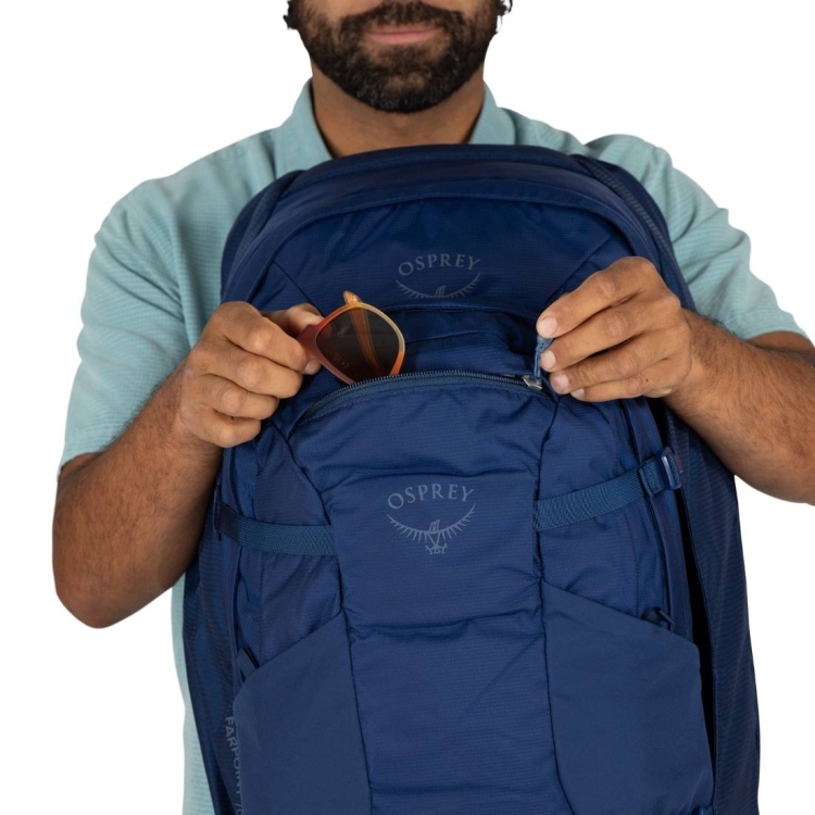 Męski plecak podróżny Osprey Farpoint 70 – Cascade Blue/Torrent Blue