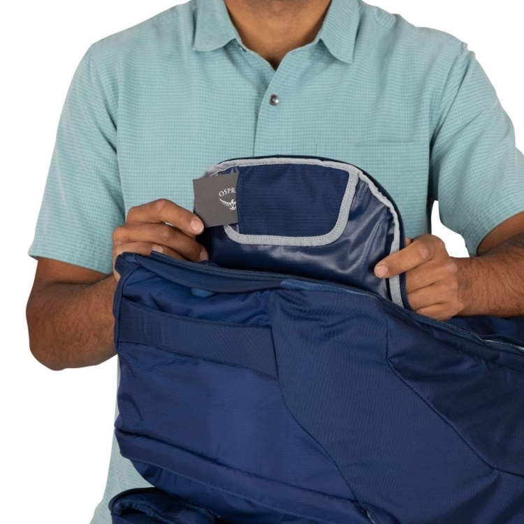 Męski plecak podróżny Osprey Farpoint 70 – Cascade Blue/Torrent Blue