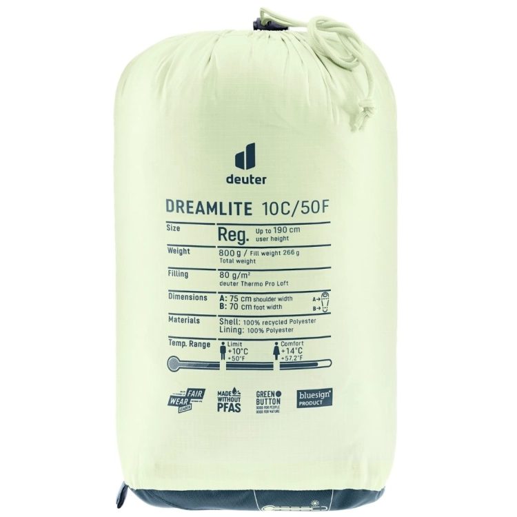 Syntetyczny śpiwór letni Deuter Dreamlite REGULAR +10C/50F – Nautic-Breeze