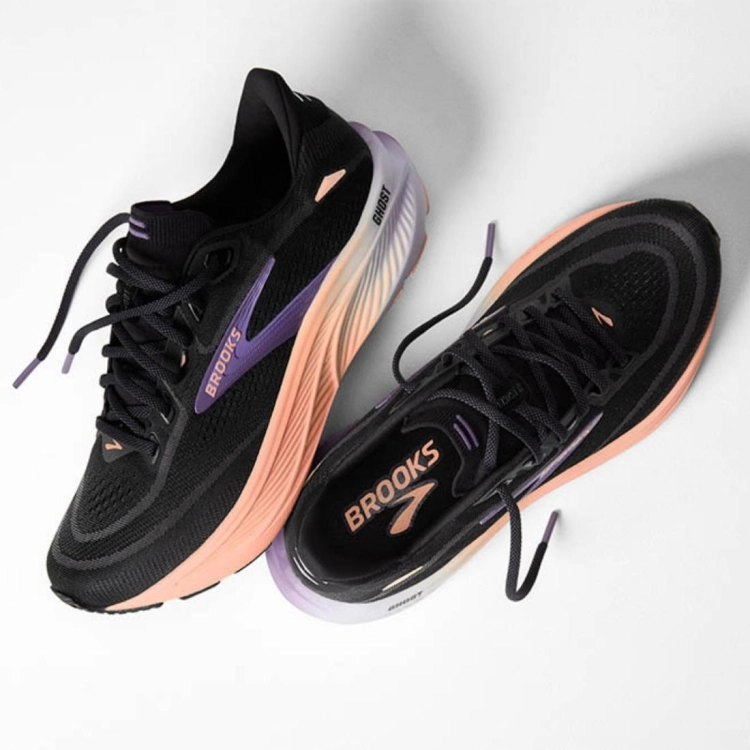 Damskie buty do biegania Brooks Ghost 18 – Black/Mulled Grape/Peach