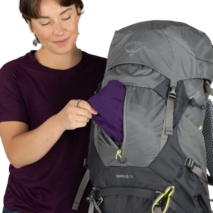 Dwukomorowy plecak damski Osprey Sirrus 36 – Medium Grey