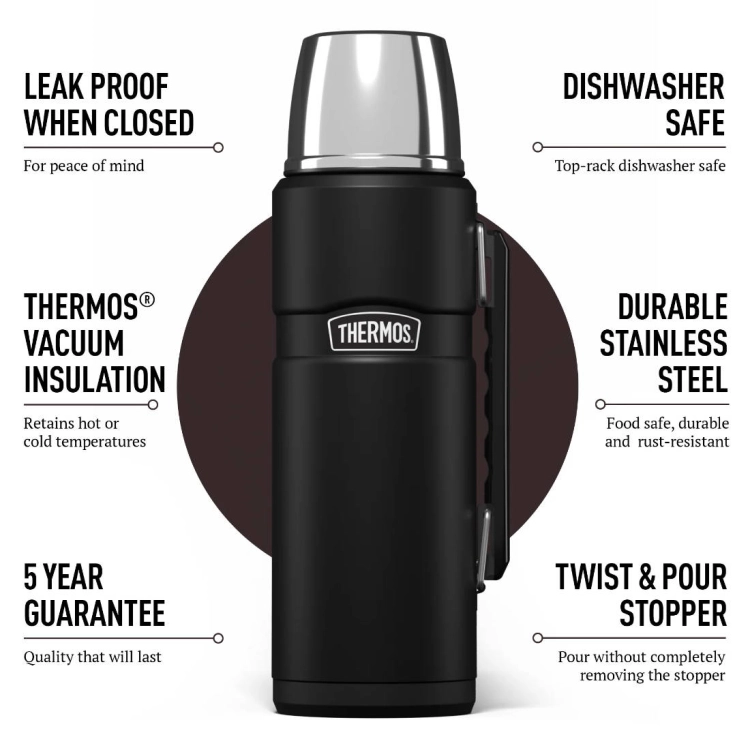 Duży termos z uchwytem THERMOS King 1,2L - Matte Black
