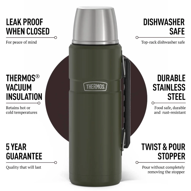 Duży termos z uchwytem THERMOS King 1,2L - Army Green